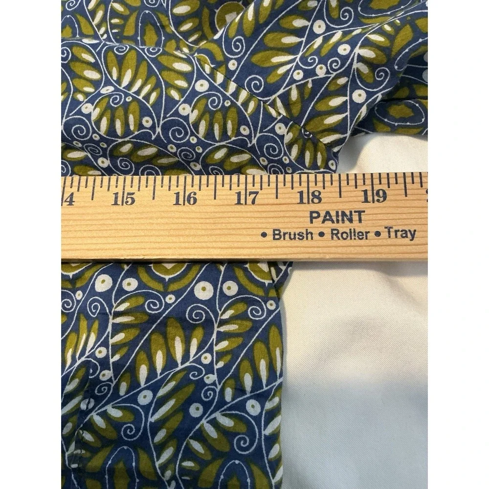 Banana Republic Blue Multi Floral Ruffled Neckline ‎ Pin-tucked Shirt XS